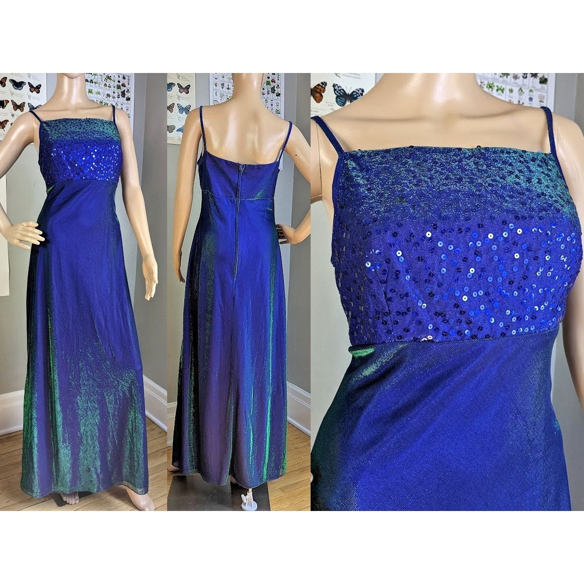 Vintage 90s Y2k Prom Dress Iridescent Dress Mermaid Purple Green Sequins 9 10 Etsy UK