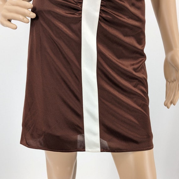 NWT Vintage y2k Morgan & Co Mini Dress Brown Ruch… - image 4