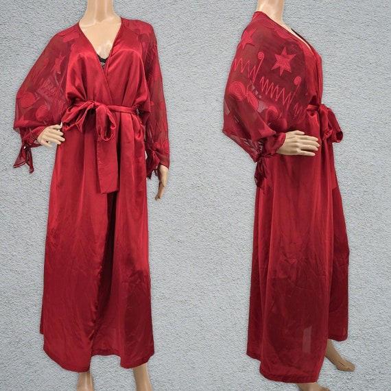 Vintage 90s Victoria's Secret Gold Label Red Robe… - image 1