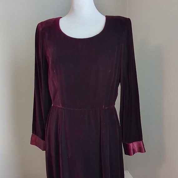 Vintage 90s Talbots Velvet Dress Midi Babydoll Ma… - image 6