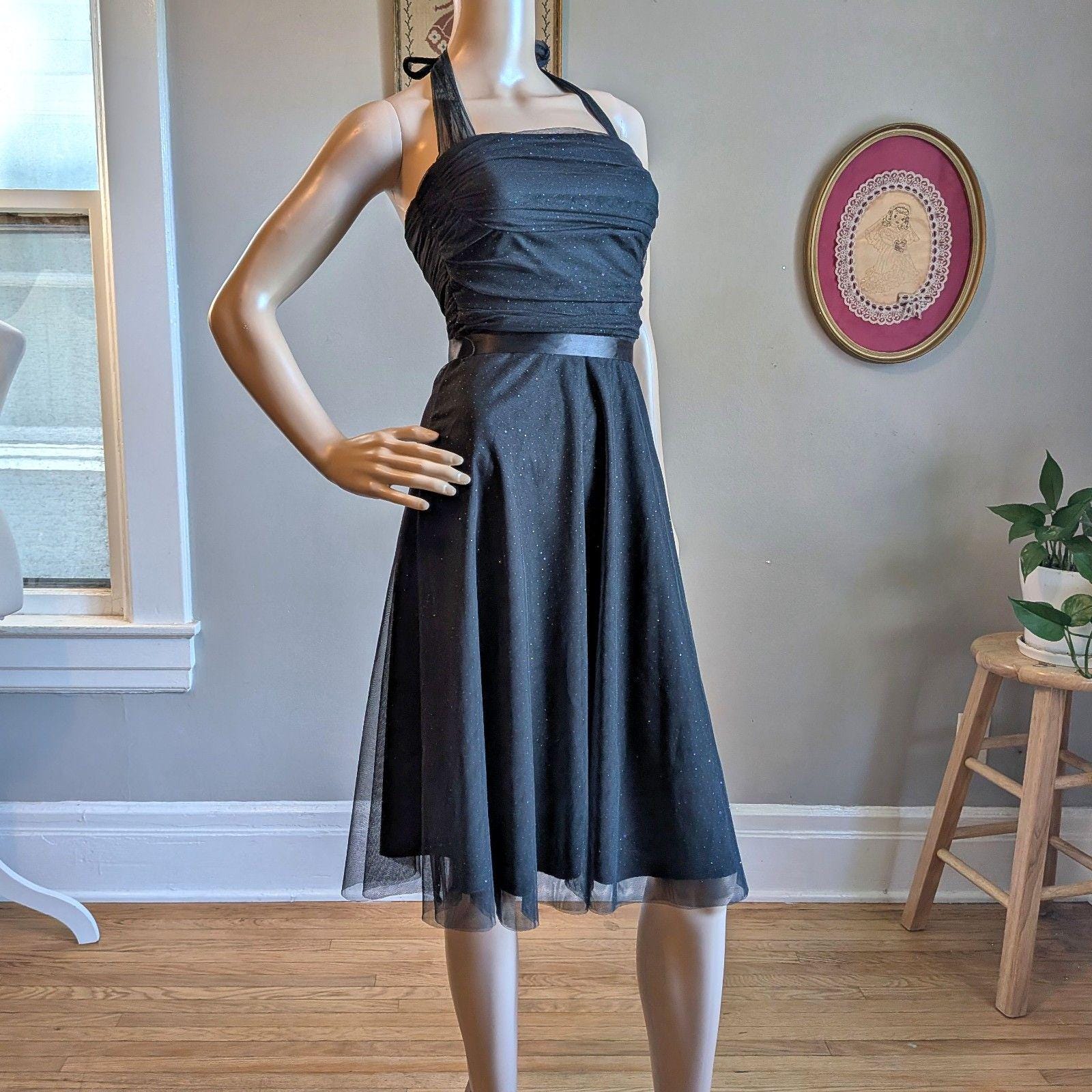 Strappy Vintage Halter Dresses Vintage 90s Y2K XOXO Halter Dress Black  Glitter Midi Prom Whimsigoth Size Canada