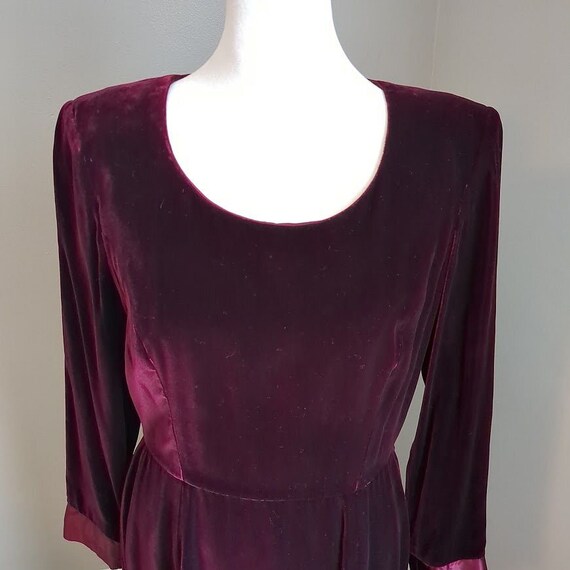 Vintage 90s Talbots Velvet Dress Midi Babydoll Ma… - image 8