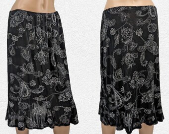 Vintage 90s Lifestyle Studios Skirt Black Floral Glitter Paisley Whimsygoth M