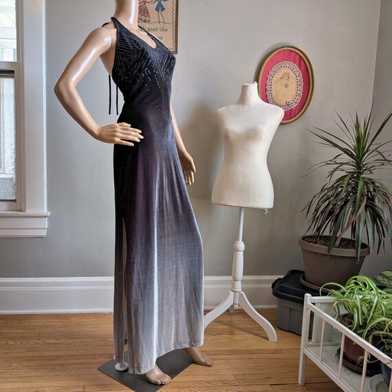 Vintage 90s Rampage Velvet Maxi Dress Gray Ombre Prom Gown Halter  Whimsygoth M - Etsy Ireland
