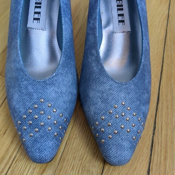 New in Box Vintage 90s Jubilee Pumps Denim Look S… - image 3