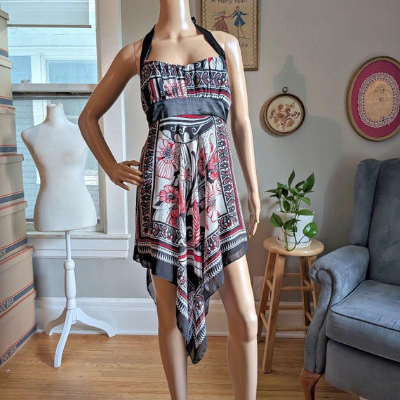 dazed wrap halter mini dress sir Hire SIR THE LABEL Realisme Wrap Halter Mini Dress in Papier Print –  SUSTAINABLY. The Dress Hire