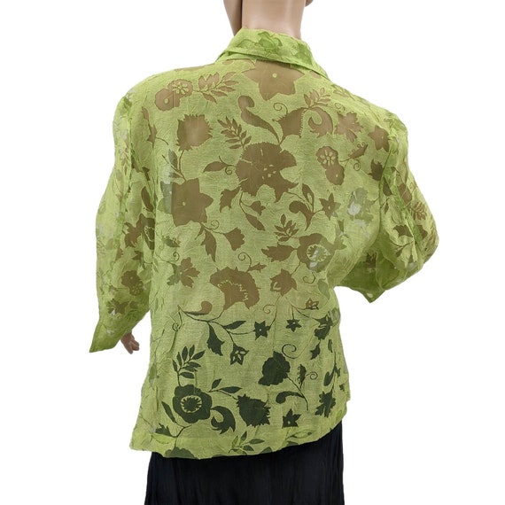 Vintage 2000s y2k Erin London Bright Green Shirt … - image 5