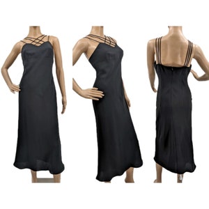 Vintage 90s Evan-picone Black Dress Shirred Waist Disco Style Sz