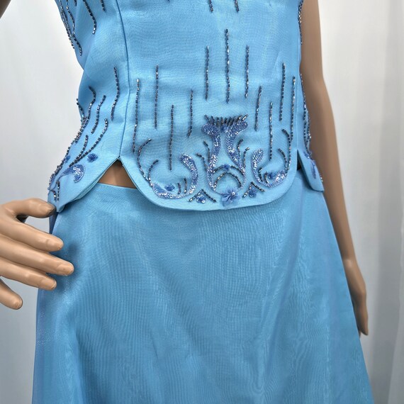 Vintage y2k Prom Dress 2 Piece Beaded Sequion Mer… - image 5