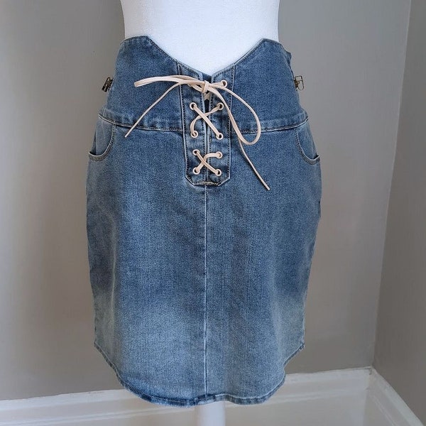 Vintage y2k Venus Denim Mini Skirt Lace Front Size 6