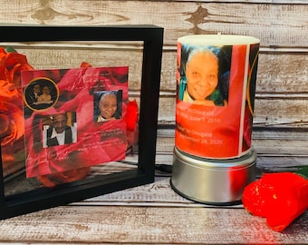 Memory Candles| Memorial Candles| Celebration| Personlized| Photo Candles| Message Candles| Baby Shower| Graduation| Sports| Frame Included