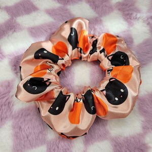 Black Cats and Pumpkins Satin Hair Scrunchie