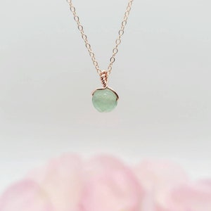 Tiny Aventurine Sphere Necklace, Wealth Prosperity Crystal Necklace, Empath Protection Necklace, Well-Being Gifts, Good Luck Gift for Her
