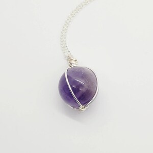 Amethyst Necklace | Amethyst Crystal Necklace | Sphere Crystal | Sterling Silver Jewelry | Healing Crystal Jewelry | Pendant | Xmas Gift