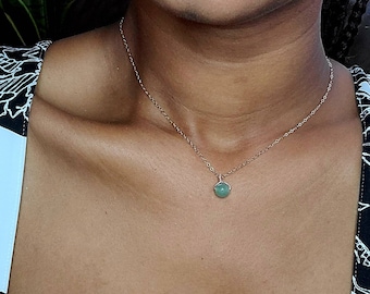 Dainty Green Aventurine Crystal Necklace, Custom Green Aventurine Bead Necklace, Natural Green Aventurine Pendant, Minimalist Jewelry