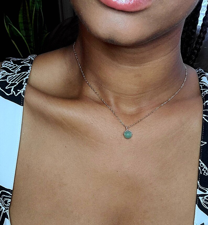 Aventurine Crystal Pendant  14K Gold Necklace  Aventurine image 1