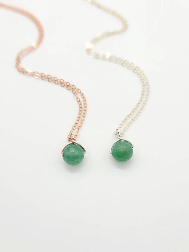 Aventurine Crystal Pendant  14K Gold Necklace  Aventurine image 5