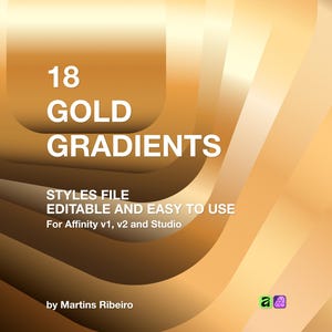 18 luxe items met goudgradiënten voor Affinity Studio, v1 en v2 (digitale download)