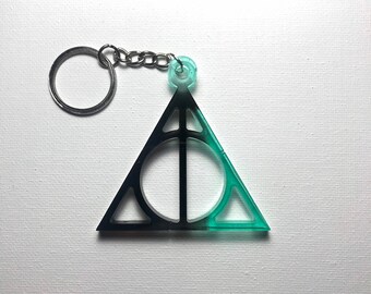 Deathly Hallows Inspired Keychain Wizard Keyring Magic Bag Charm Potter Inspired Keychain in a Velvet Gift Bag Birthday Christmas Gift