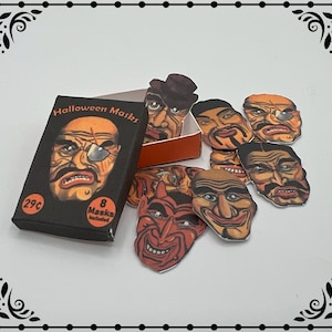 Halloween Paper Face Masks 1/12 Dollhouse Miniature Printable Digital Download