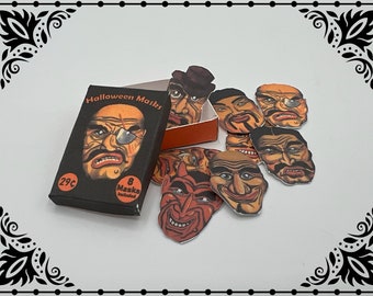 Halloween Paper Face Masks 1/12 Dollhouse Miniature Printable Digital Download