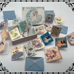 Tarjetas de felicitación de boda 1/12 Dollhouse Miniatura Imprimible Descarga digital