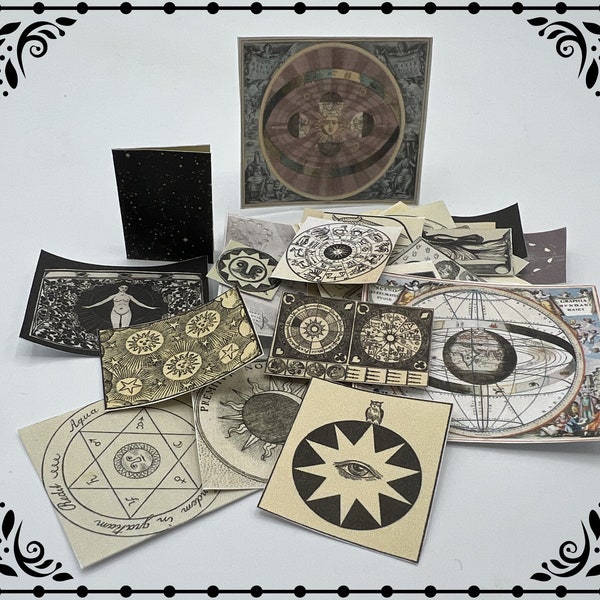 Mystic Papers and Charts Set 1/12 Dollhouse Miniatures Printable Digital Download