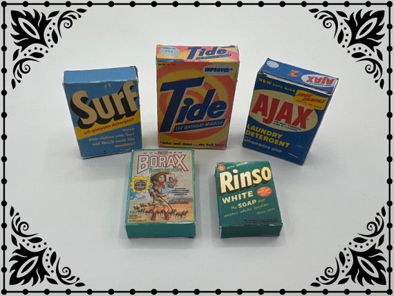 Vintage 50s Detergent Cleaning Products 1/12 Dollhouse Miniature