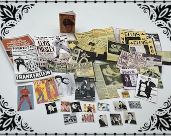 Elvis Memorabilia Papers Set 1/12 Dollhouse Miniatures Printable Digital Download