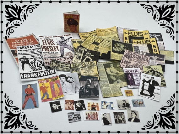 Elvis Memorabilia Papers Set 1/12 Dollhouse Miniatures Printable Digital Download