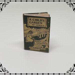 Child&#39;s Garden of Verses Book 1/12 Dollhouse Miniature Printable Digital Download