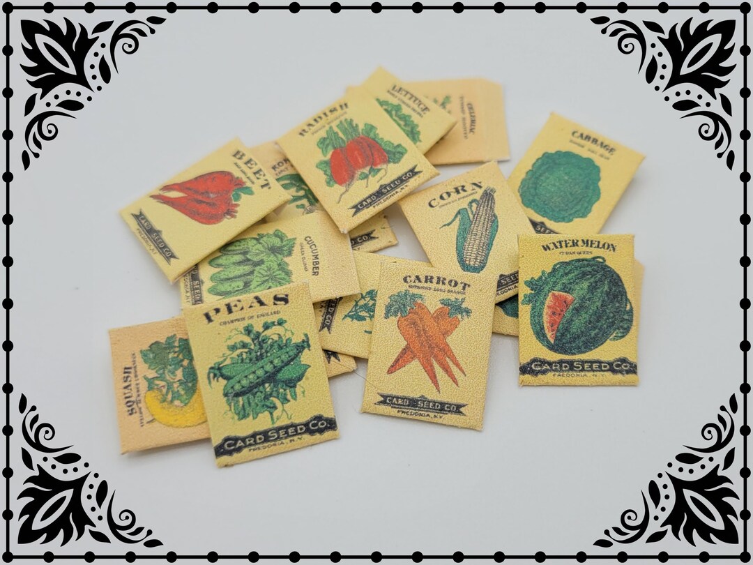 Vintage Seed Packets 1/12 Dollhouse Miniature Printable Digital ...