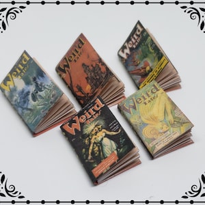 Weird Tales Paperback Book Set 1/12 Dollhouse Miniature Printable Digital Download