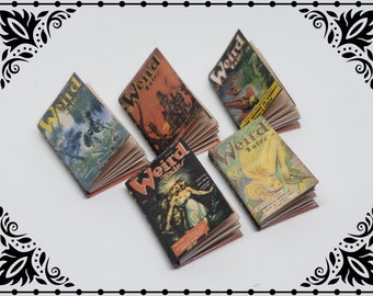 Weird Tales Paperback Book Set 1/12 Dollhouse Miniature Printable Digital Download