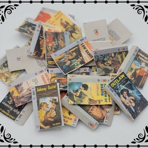 Western Paperback Book Covers 1/12 Dollhouse Miniature Printable Digital Download