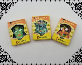 Halloween-monstermasker 1/12 dockhusminiatyr utskrivbar digital nedladdning