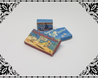 Blue Board Game Boxes 1/12 Dollhouse Miniature Printable Digital Download