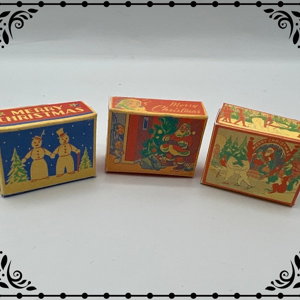 Vintage Christmas Treat Boxes 1/12 Dollhouse Miniature Printable Digital Download