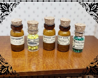 Druggists Medicine Labels 1/12 Dollhouse Miniature Printable Digital Download