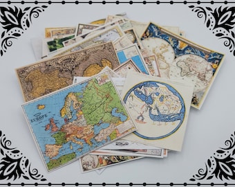 Maps Set 1/12 Dollhouse Miniature Printable Digital Download