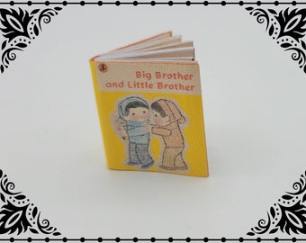 Big Brother Little Brother Book 1/12 Dollhouse Miniature Printable Digital Download