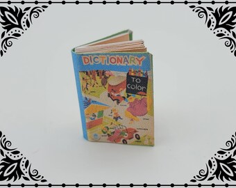 Dictionary to Color Book 1/12 Dollhouse Miniature Printable Digital Download