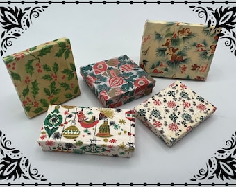 Vintage Wrapping Paper Christmas Gift Boxes 1/12 Dollhouse Miniature Printable Digital Download