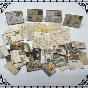 Vintage Authentic Mail and Letters 1/12 Dollhouse Miniature Printable Digital Download