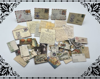 Vintage Authentic Mail and Letters 1/12 Dollhouse Miniature Printable Digital Download