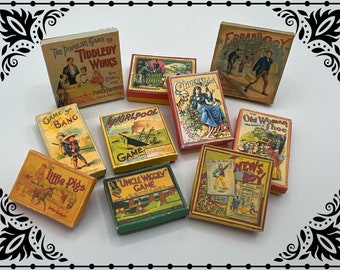 Antique Board Game Boxes 1/12 Dollhouse Miniature Printable Digital Download