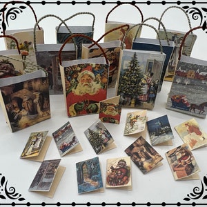 Sacchetti regalo e cartoline regalo di Natale vintage 1/12 Dollhouse Miniature stampabile Download digitale