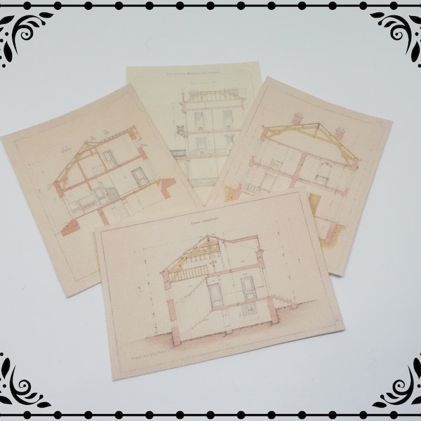Architecture Blueprint 1/12 Dollhouse Miniature Printable Digital Download