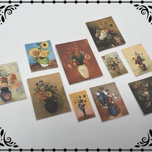 Floral Paintings 1/12 Dollhouse Miniature Printable Digital Download