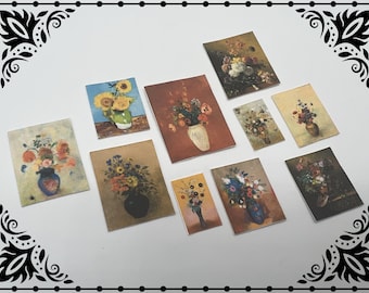 Floral Paintings 1/12 Dollhouse Miniature Printable Digital Download
